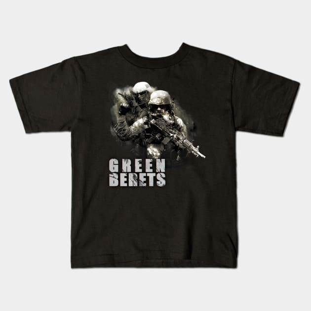 Green Berets Special Forces in Action Kids T-Shirt by Getmilitaryphotos